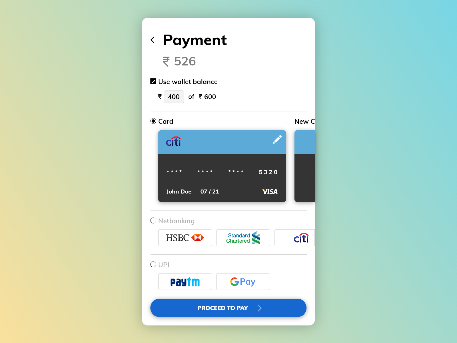 [2/11] [mobile design] payments page by Anurag Kumar on Dribbble