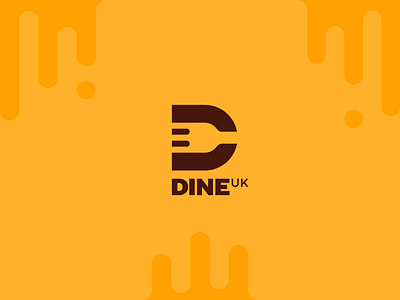 Dineuk creative dinner eat flat fork idea inspiration letter d logo negative space simple vector