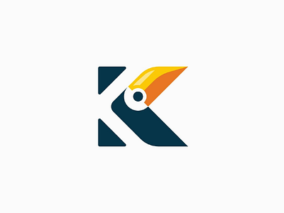 Toucan letter K animal bird brand concept design inspiration letter k logo modern monogram simple toucan type typography