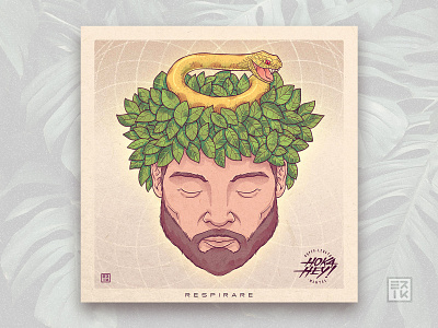 "Respirare - Hoka Hey" Single Cover 👃🎵 breathing cover coverart illustration indie music leaves music orange rock snake