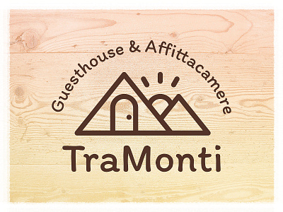 "TraMonti" logo design bed and breakfast branding door guesthouse illustration logo mountains sun vector