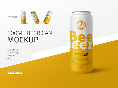 500ml Beer Can Mockup Set alcohol aluminum beer beverage can can drink mockup mockups packaging product soft drink steel