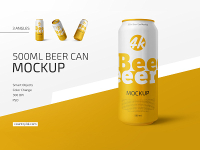 500ml Beer Can Mockup Set