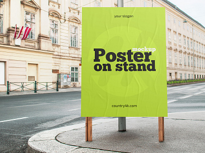 Free Poster On Stand MockUp advertising banner free freebie information mockup outdoor placard poster promotion stand street