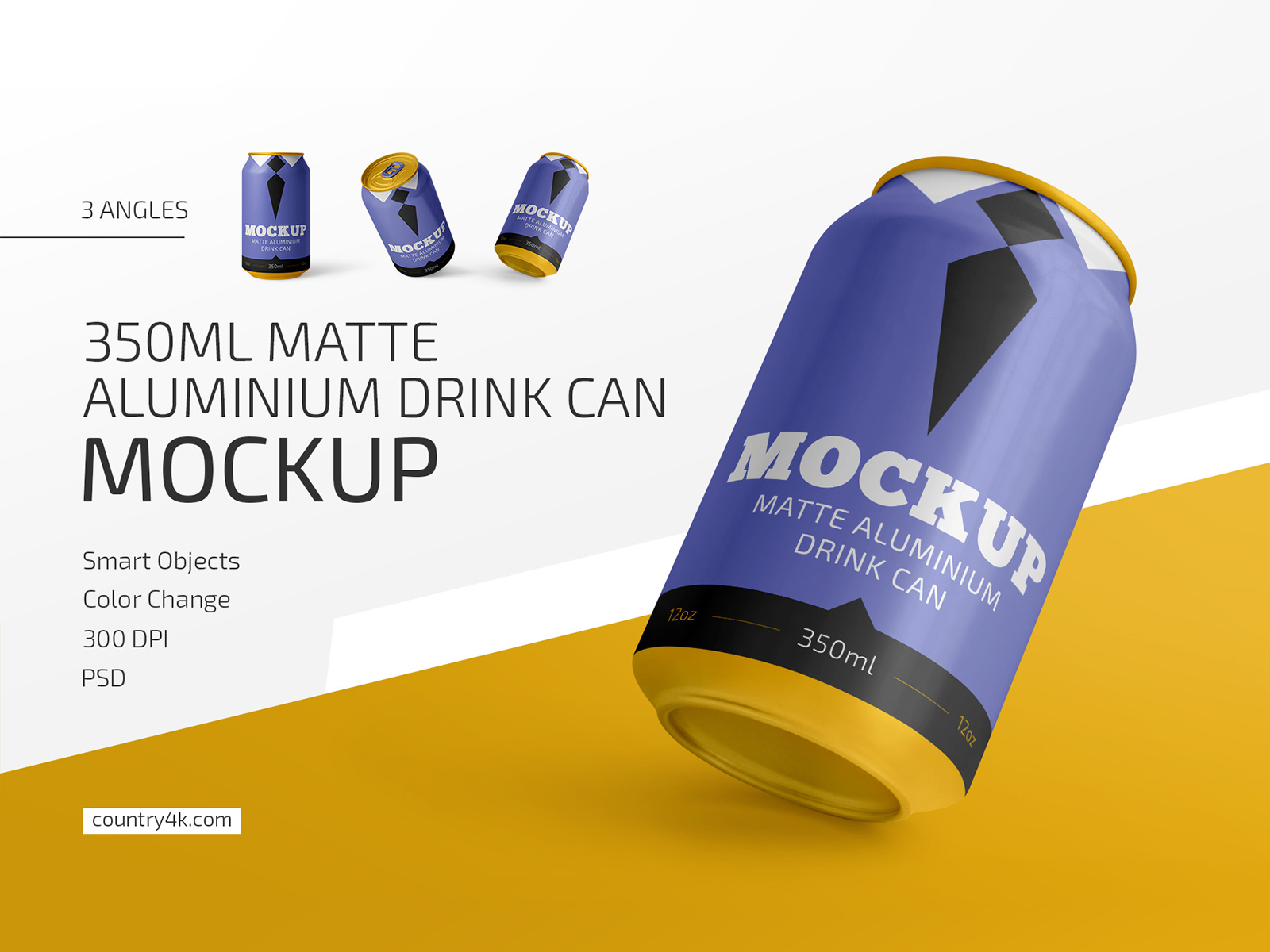 350ml Matte Aluminium Drink Can Mockup Set by Country4k on Dribbble