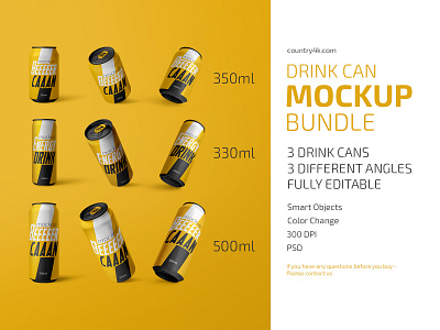 Drink Can Mockup Bundle alcohol beer beverage can cider coffee drink energy mockup mockups soft drink tea