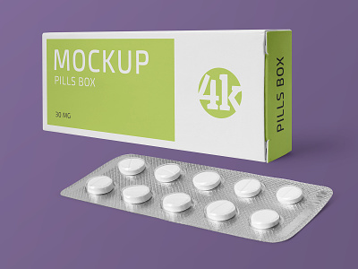 Free Paper Box and Tablets Blister Mockup blister box drugs free freebie health medicine mockup pharmacy pills product vitamin