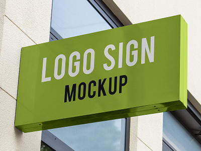 Free Hanging Wall Logo Sign Mockup