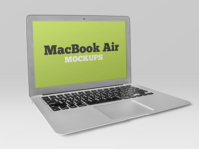 Free Silver MacBook Air Mockup apple computer device display free freebie laptop macbook macbook air mockup screen web