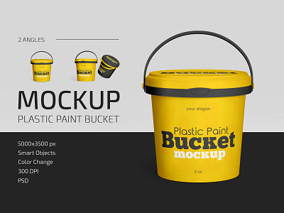 Plastic Paint Bucket Mockup Set