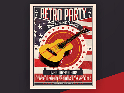 Free Retro Party PSD Flyer Template