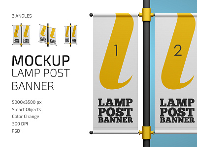 Lamp Post Banner Mockup Set
