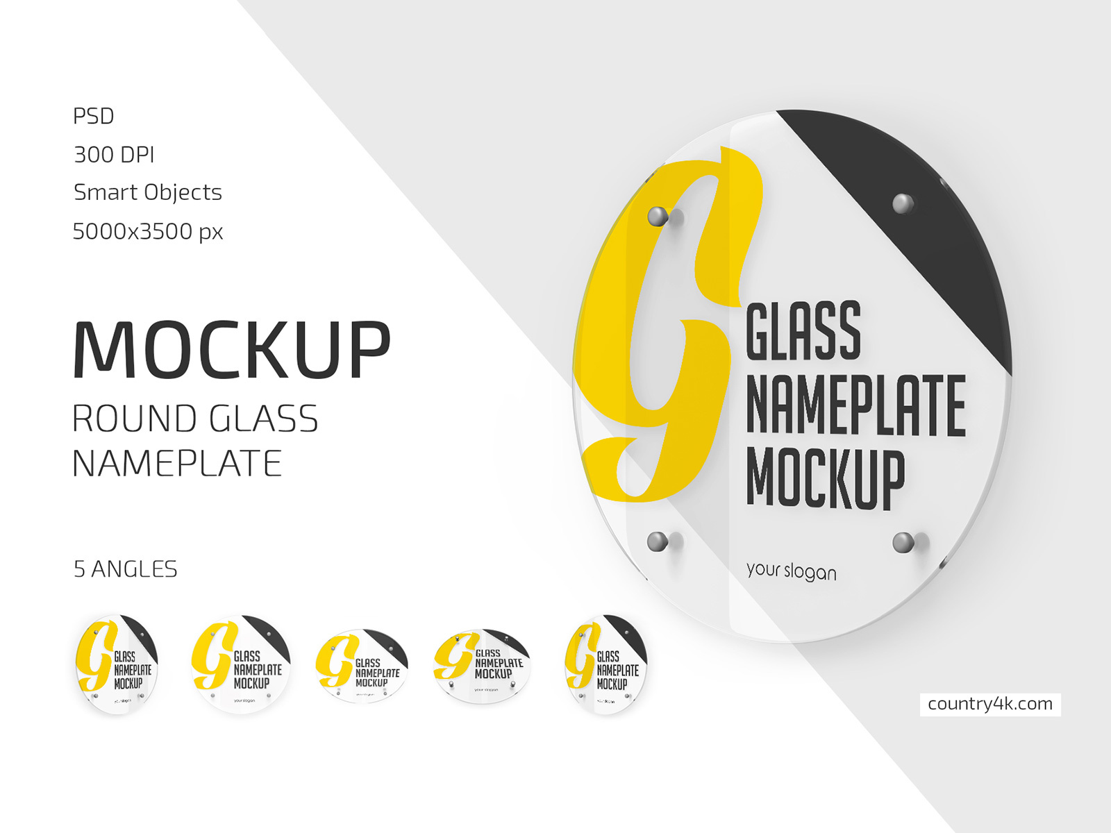 Round Glass Nameplate Mockup by Country4k on Dribbble