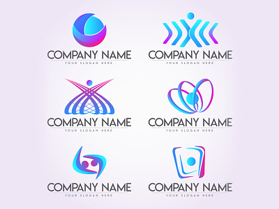 Free Company Logo Set abstract business company corporate free freebie gradient identity logo logotype slogan template