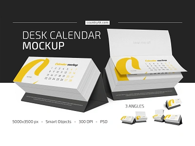 Desk Calendar v04 Mockup Set calendar date desk identity marketing mockup mockups office paper stationery typography workplace