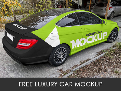 2 Free Luxury Car Mockups advertising auto branding car delivery free freebie mockup sedan taxi transport vehicle