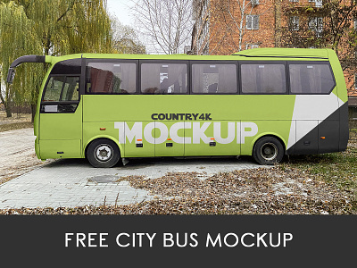 Free City Bus Mockup advertising auto branding bus car city bus free freebie mockup passenger transport vehicle