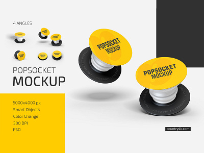 Popsocket Mockup Set accessories advertising branding button case device logo mobile mockup mockups phone popsocket