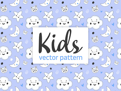 Free Kids Vector Pattern background cartoon cloud cute dream free freebie illustration kids pattern star vector