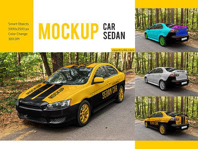 Car Sedan Mockup Set advertising auto branding car delivery mockup mockups realistic sedan service transport vehicle
