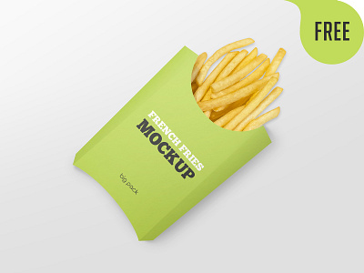 Free Paper French Fries Box Mockup box fast food food free freebie logo mockup packaging paper potato take away