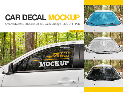 Download White Car Window Decal Mockup Set By Country4k On Dribbble