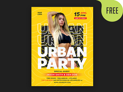 Free Urban Party Flyer PSD Template city club dj event flyer free freebie futuristic girl lady music party poster sound techno template urban