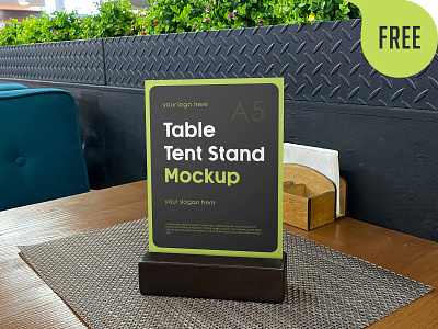 Free Table Tent Stand Mockup a5 advertising cafe discount free freebie holder logo menu mockup promotion restaurant sale stand table tent