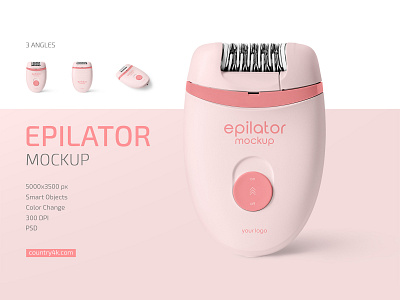 Epilator Mockup Set beauty branding care cosmetic depilation epilation epilator fashion hair hygiene logo makeup mockup mockups remove skin care therapy