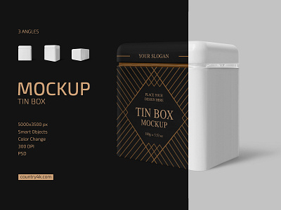 Tin Box Mockup Set aluminium box brand branding coffee container jar label metal mockup mockups packaging snacks steel sugar tea tin box