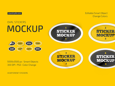 Oval Stickers Mockup Set mockups