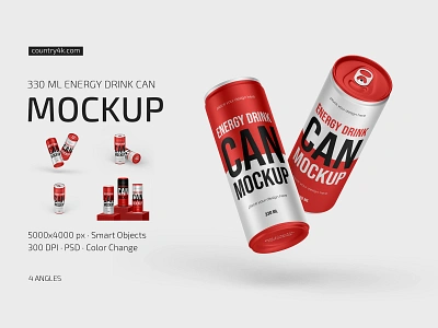 330ml Energy Drink Can Mockup Set 330ml alcohol aluminum beer beverage bottle can cola drink energy drink juice lemonade metallic mockup mockups packaging soda soft drink tonic water