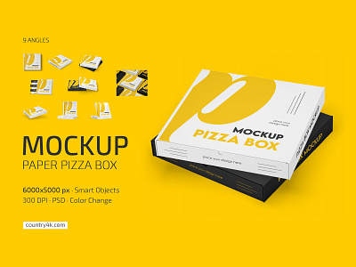 Paper Pizza Box Mockup Set mockup mockups to go