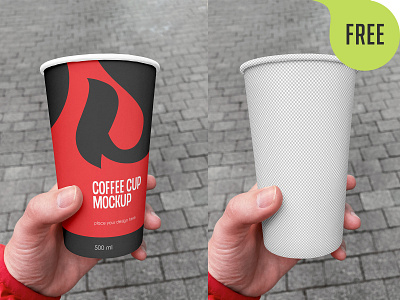 Free Tumbler Coffee Cup in Hand Mockup free freebie logo mockup take away tea tumbler