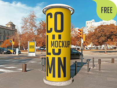Free Round Street Advertising Column Mockup banner free freebie mockup street