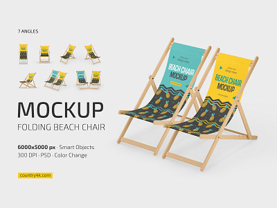 Folding Beach Chair Mockup Set