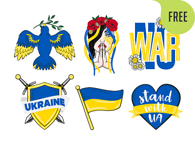 Free Ukraine Stikers Vector Collection