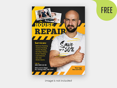 Free House Repair Flyer PSD Template repairman