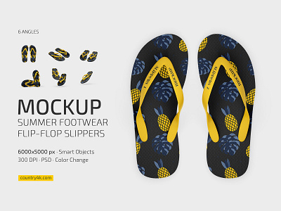 Summer Footwear Flip-Flop Slippers Mockup Set mockups slipper