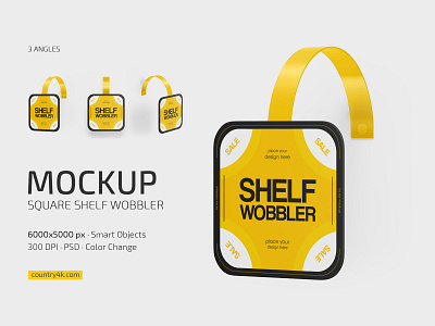 Square Shelf Wobbler Mockup Set