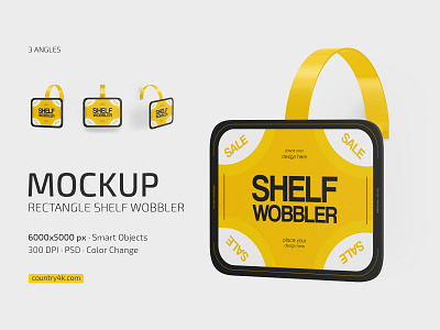 Rectangle Shelf Wobbler Mockup Set mockups stock