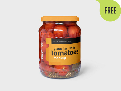 Free Clear Glass Jar with Tomatoes Mockup free freebie mockup mockups vegetabels