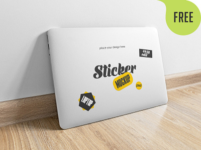 Sticker MacBook Air – Free Mockup PSD free freebie logo mobile mockup stickers