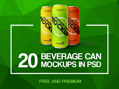 20 Free and Premium Photo-Realistic Beverage Can MockUps in PSD 4k alcohol aluminum beer beverage can cold design drink free glossy logo mockup packaging product psd soda soft drinks