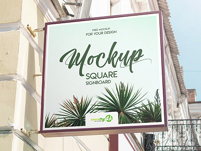 Free Square Signboard PSD MockUp in 4k 4k ad advertising banner free logo mockup outdoor product psd signboard street