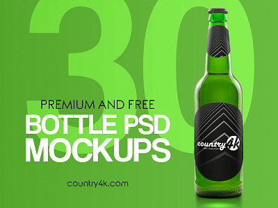 30 Premium and Free Photo-Realistic Bottle PSD MockUps alcohol beer bottle drink free glass mockup oil product psd water wine