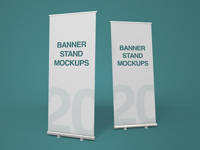 20 Premium and Free Banner Stand PSD MockUps advertising banner billboard free freebie mockup mockups outdoor poster promotion rollup stand