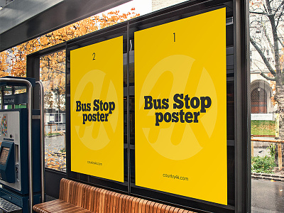 Free Bus Stop Poster PSD MockUp in 4k