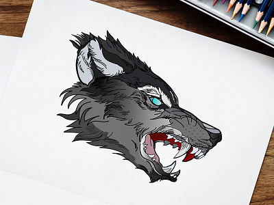 Free Wolf Face Vector Clipart animal art clipart evil face free freebie illustration print tattoo vector wolf