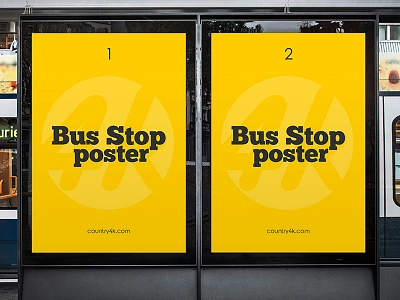 Free Bus Stop Poster v02 PSD MockUp in 4k advertisement advertising banner citylight flyer free freebie mockup outdoor poster psd street